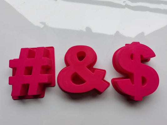 Giant Pink Silicone Mould Symbol Letters "#, & and $" | MoldyFun India